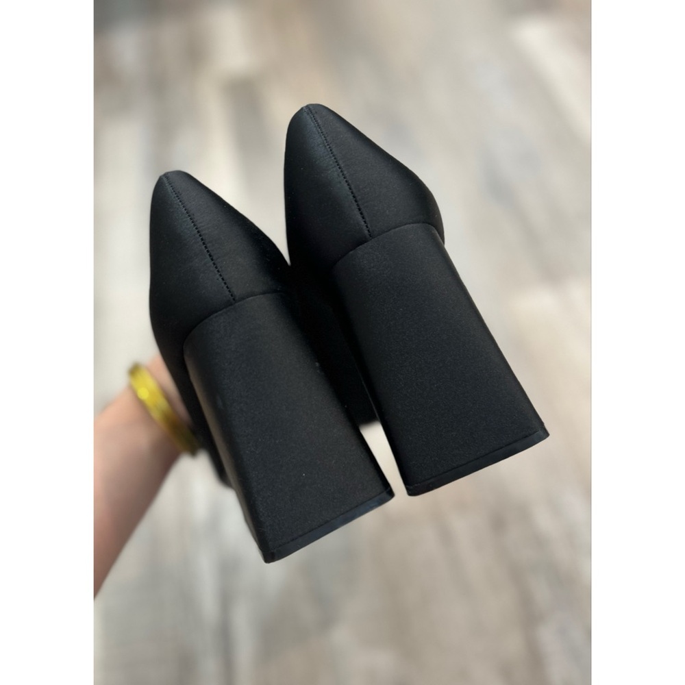 Zara Women’s Squared Toe Black Block Heel Pumps Shoes Size 39/8.5 Satin Classic - Picture 11 of 11